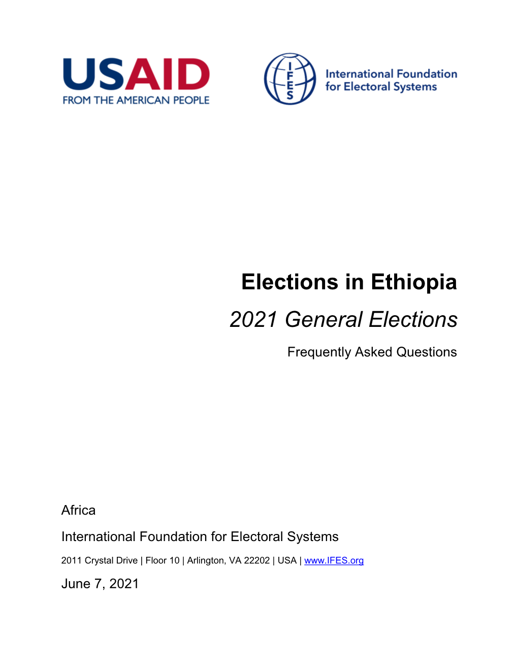 Elections in Ethiopia: 2021 General Elections Frequently Asked Questions