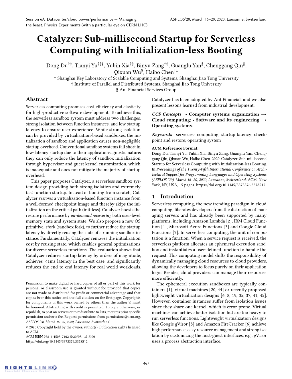 Sub-Millisecond Startup for Serverless Computing with Initialization-Less Booting