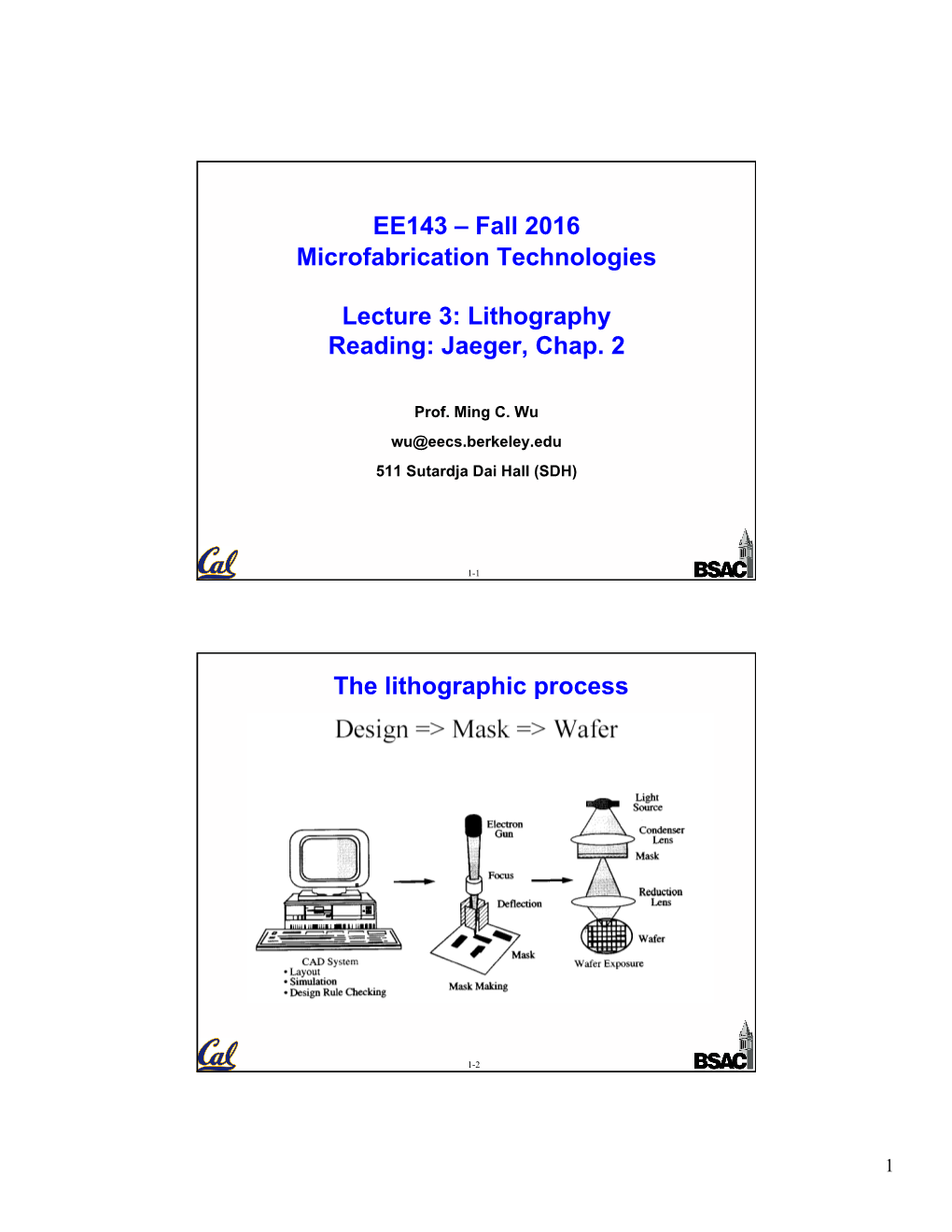 Lithography Reading: Jaeger, Chap