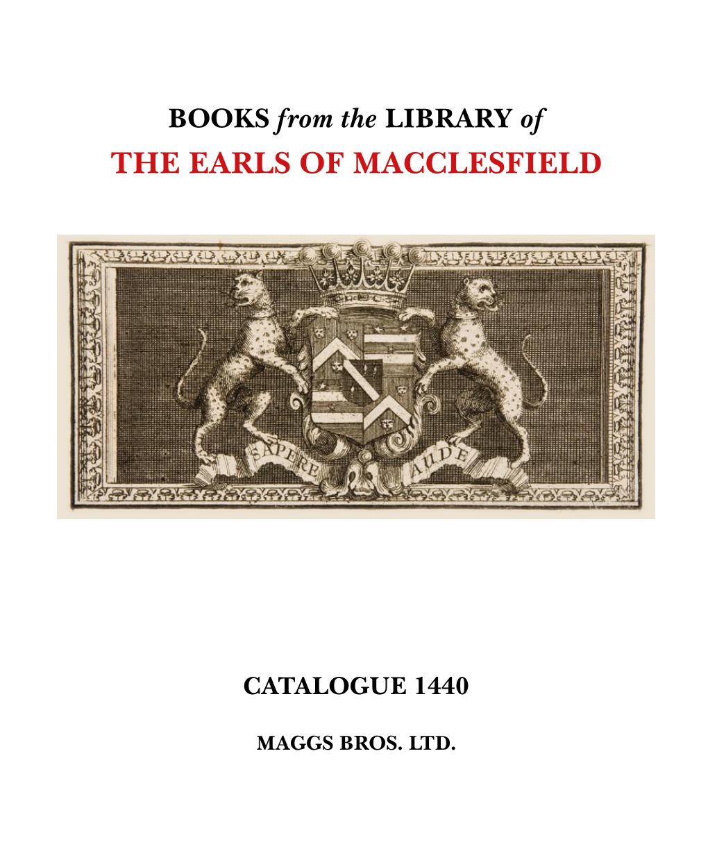 BOOKS from the LIBRARY of the EARLS of MACCLESFIELD