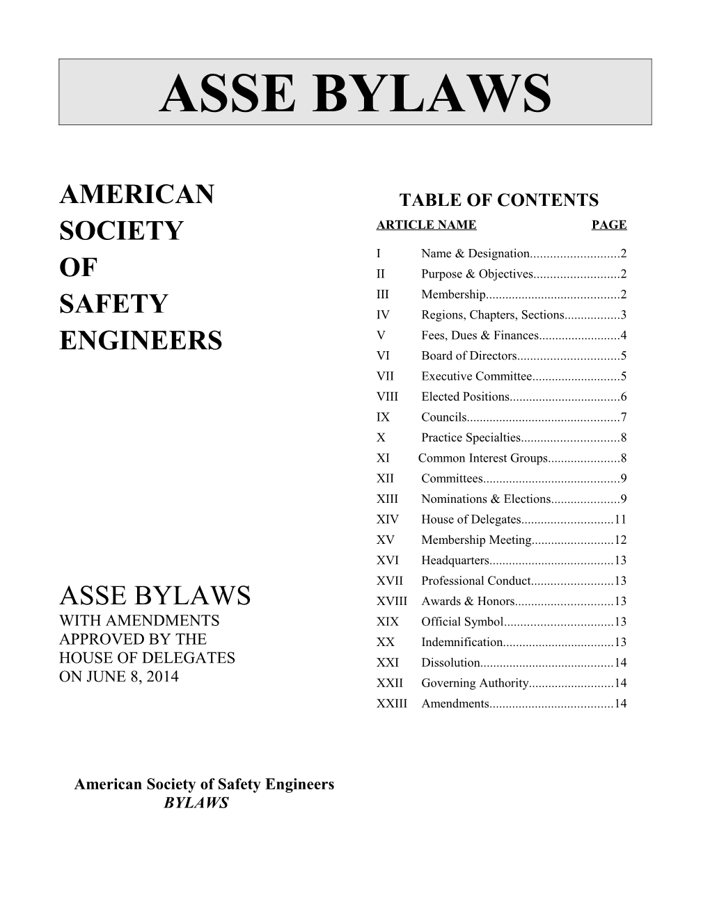 American Society of Safety Engineers s1