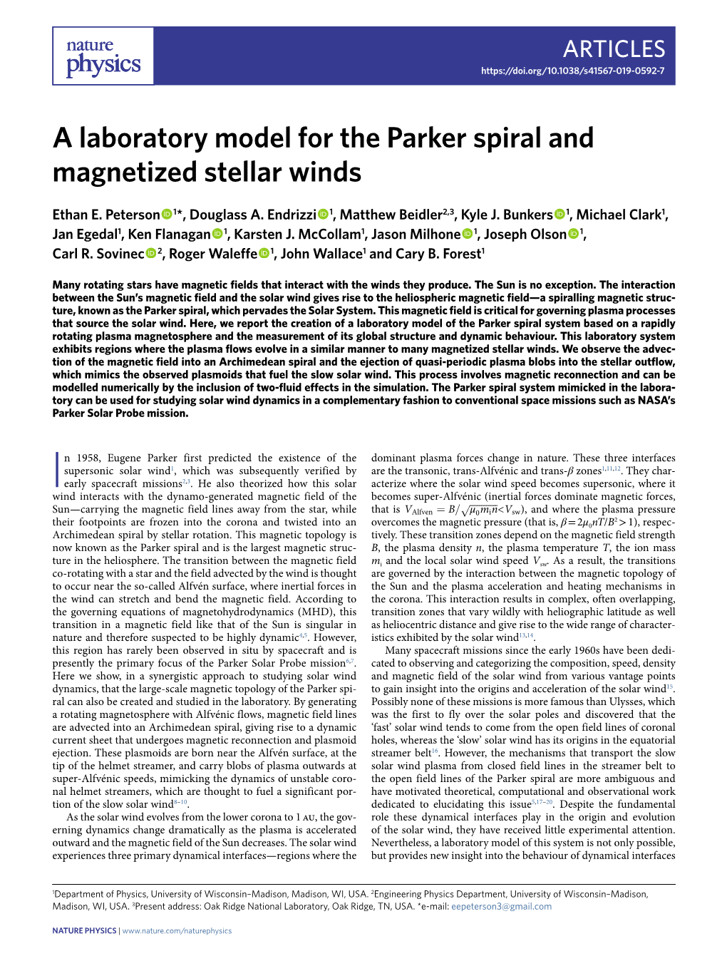 A Laboratory Model for the Parker Spiral and Magnetized Stellar Winds