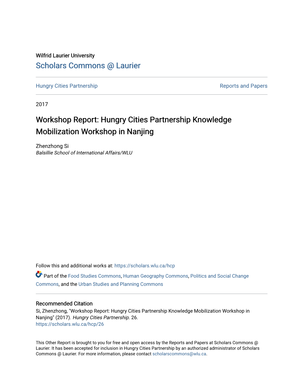 Hungry Cities Partnership Knowledge Mobilization Workshop in Nanjing