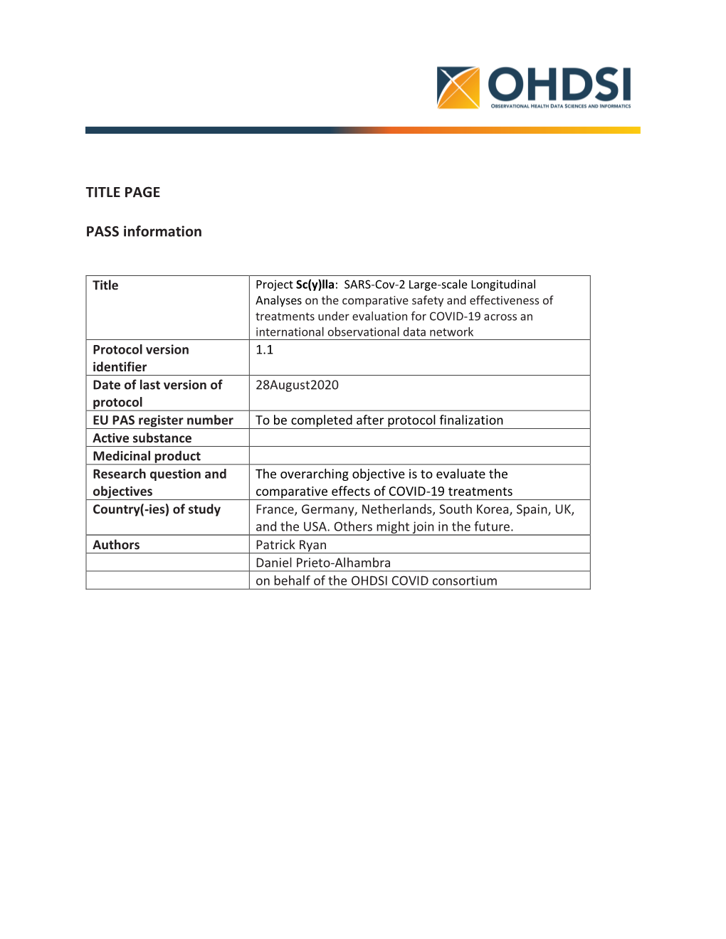 TITLE PAGE PASS Information