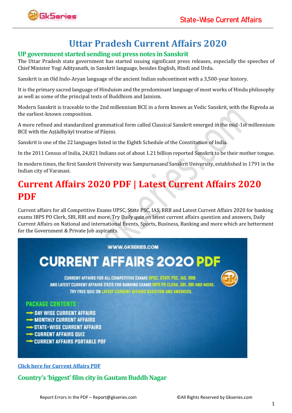 Latest Current Affairs 2020 PDF