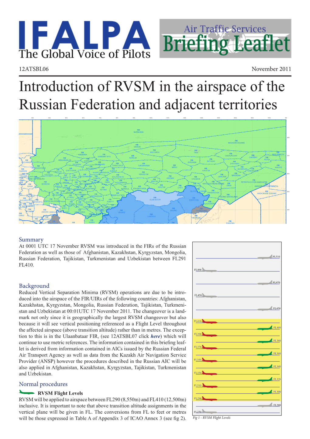 Introduction of RVSM in the Airspace of the Russian Federation and Adjacent Territories