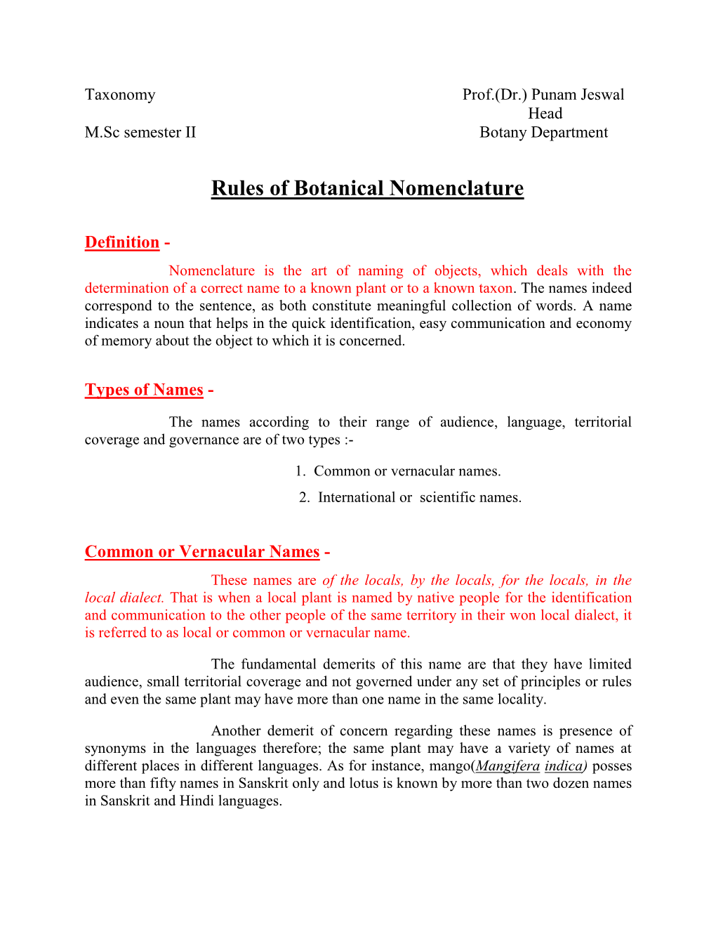 Rules of Botanical Nomenclature