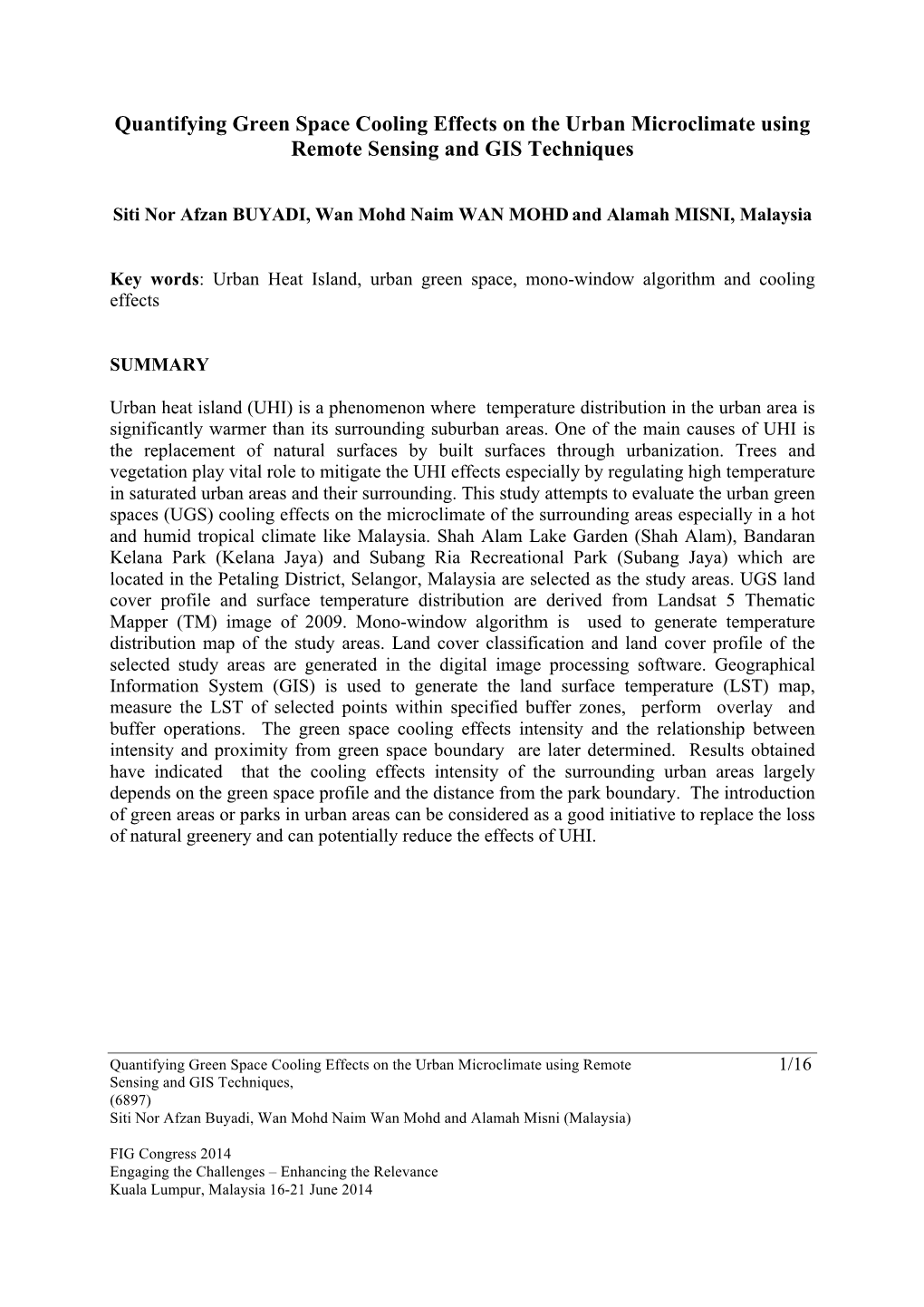 Quantifying Green Space Cooling Effects on the Urban Microclimate Using Remote Sensing and GIS Techniques