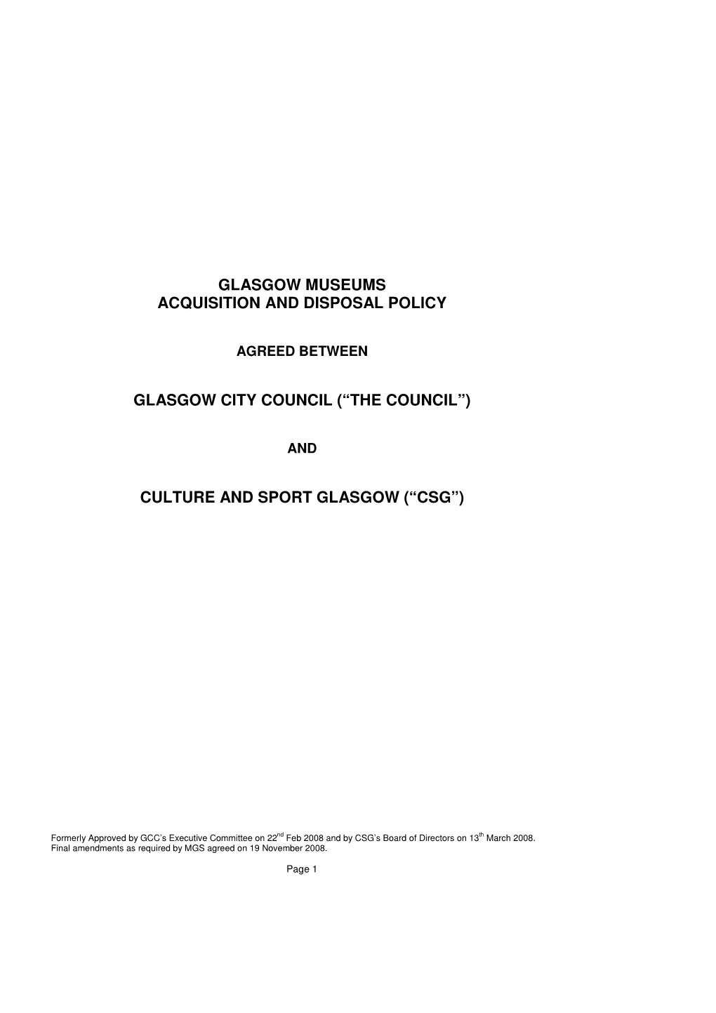 Glasgow Museums Acquisition and Disposal Policy