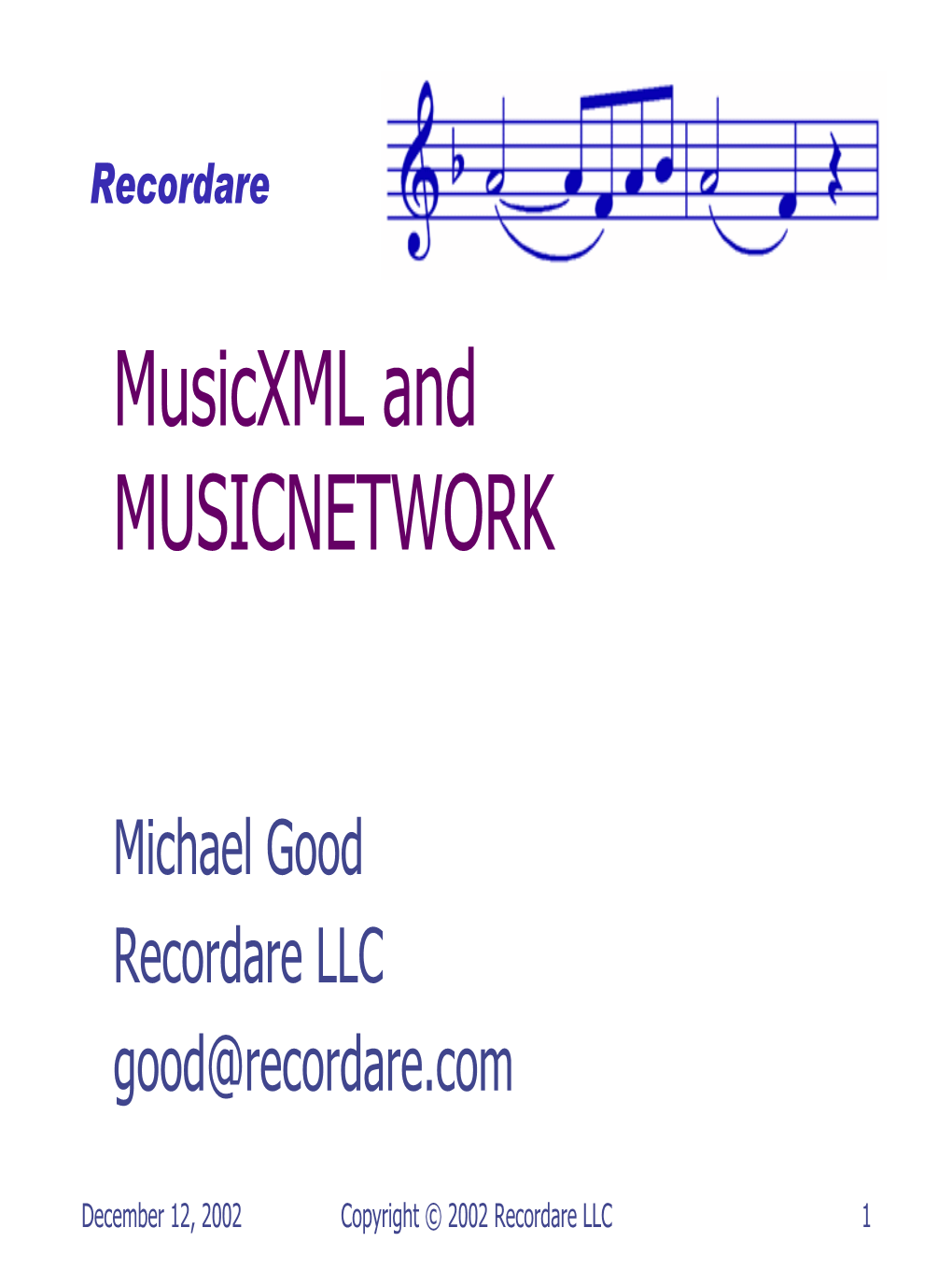 Musicxml and MUSICNETWORK