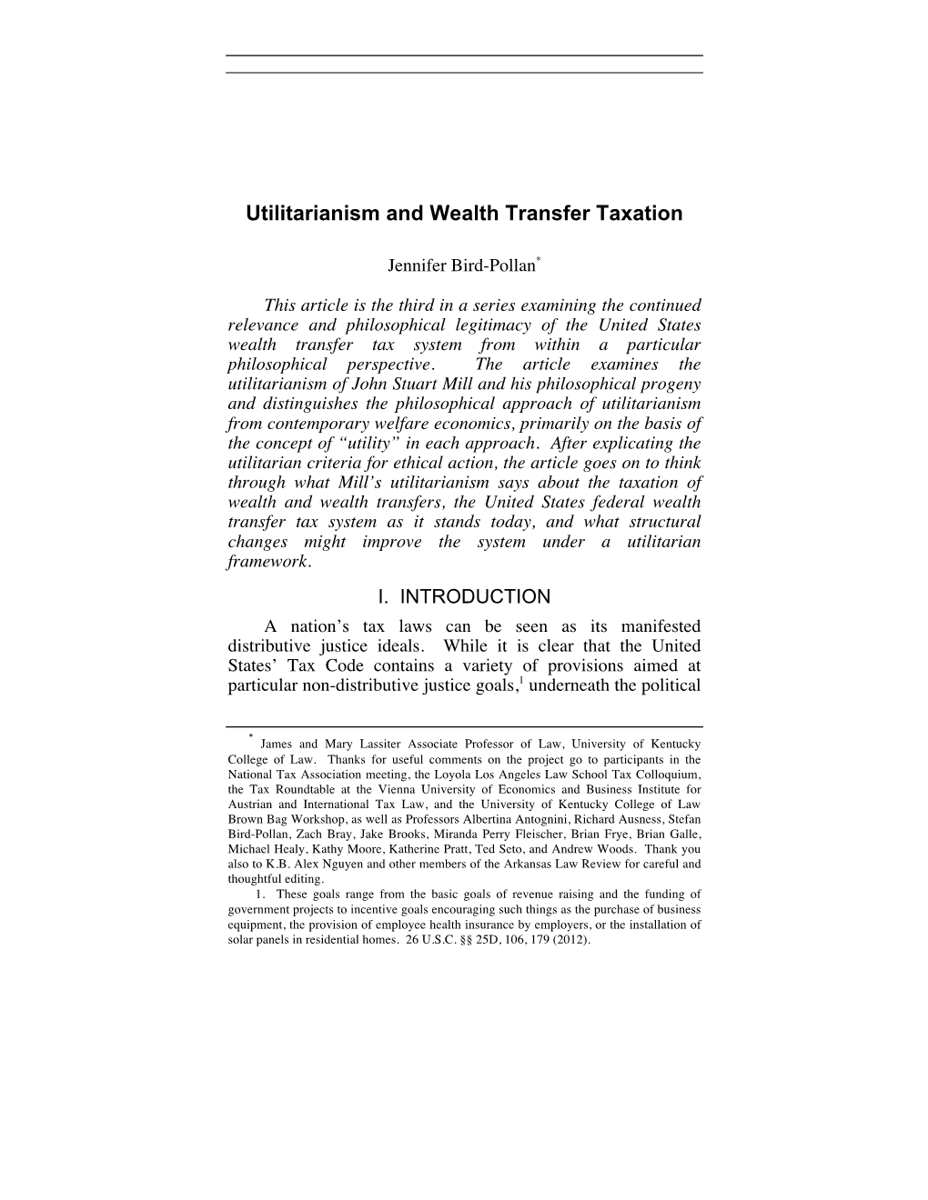 Utilitarianism and Wealth Transfer Taxation