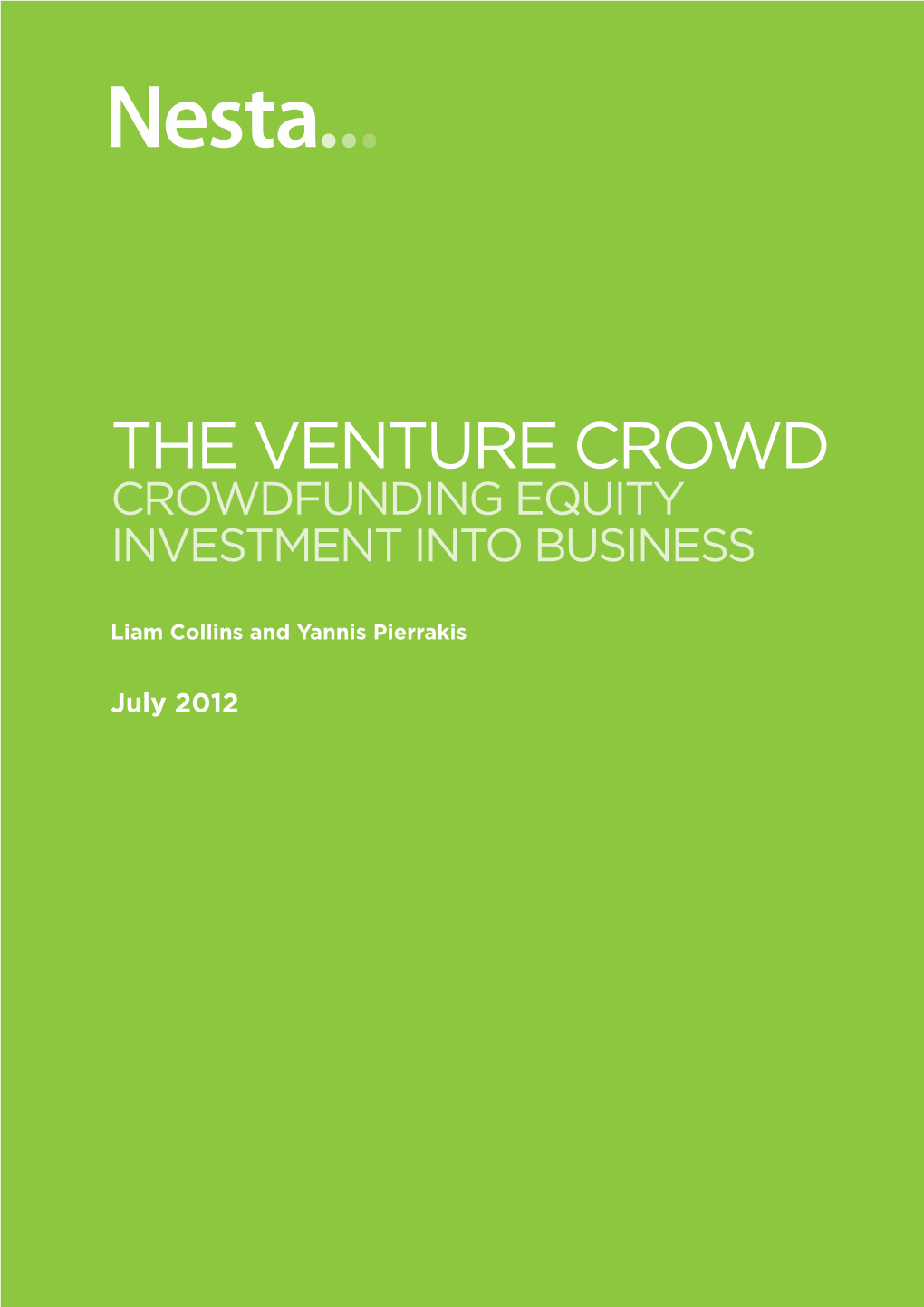 THE VENTURE CROWD Crowdfunding Equity Investment Into Business