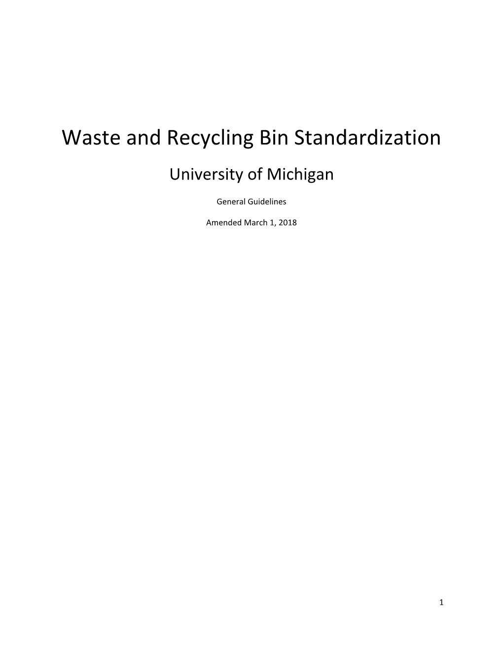 Waste and Recycling Bin Standardization