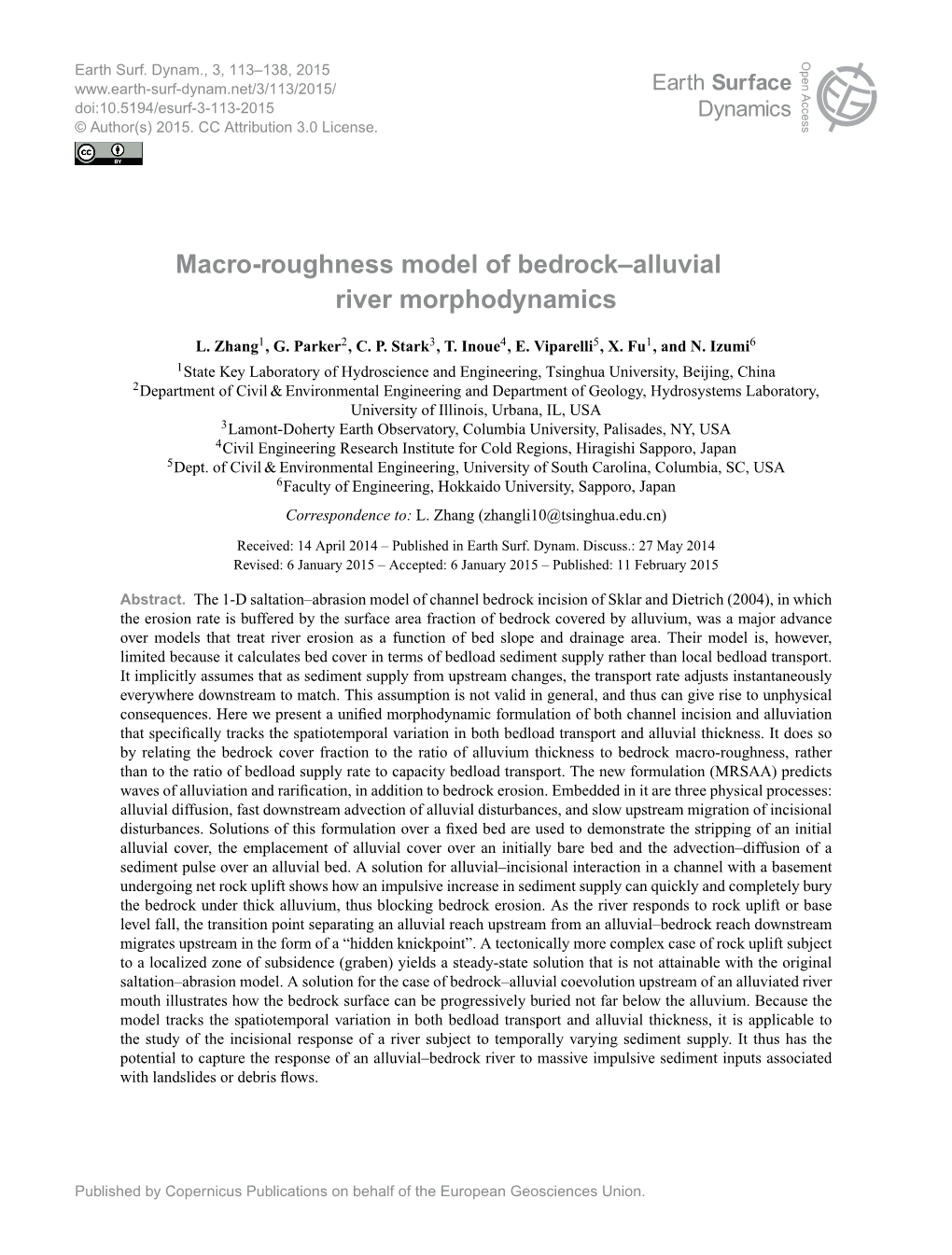 Macro-Roughness Model of Bedrock–Alluvial River Morphodynamics