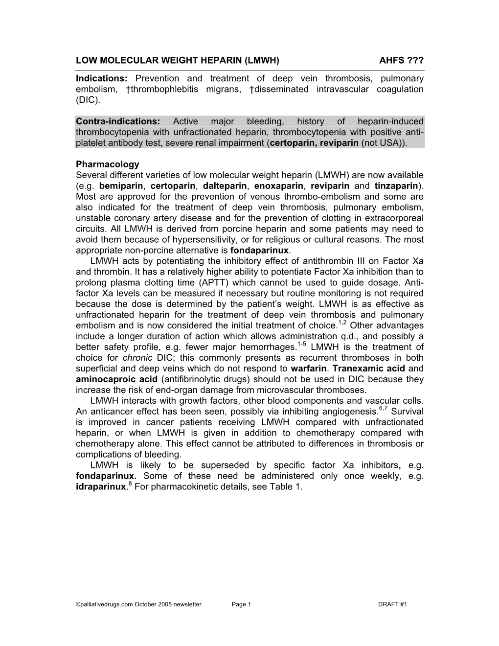 Low Molecular Weight Heparin