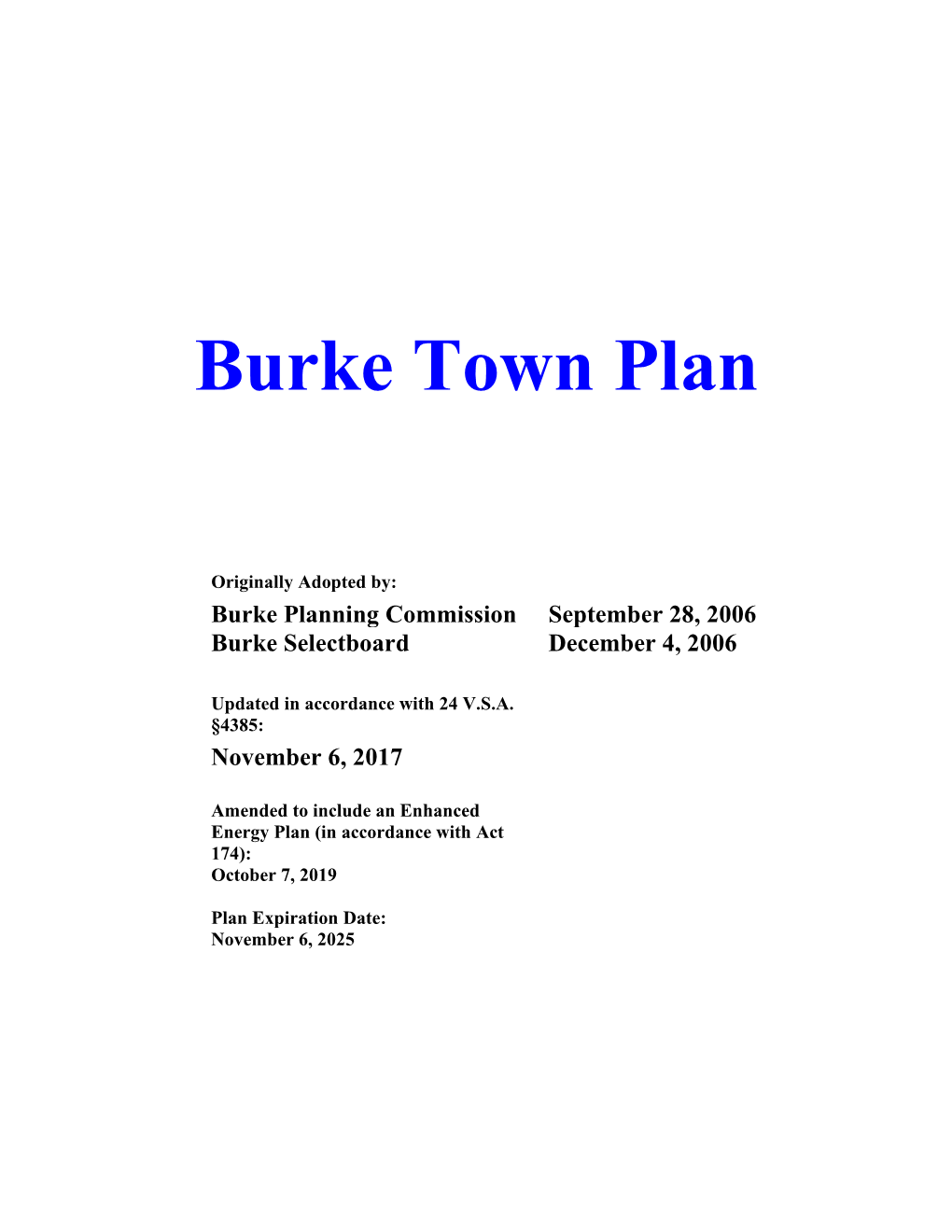 Burke Town Plan