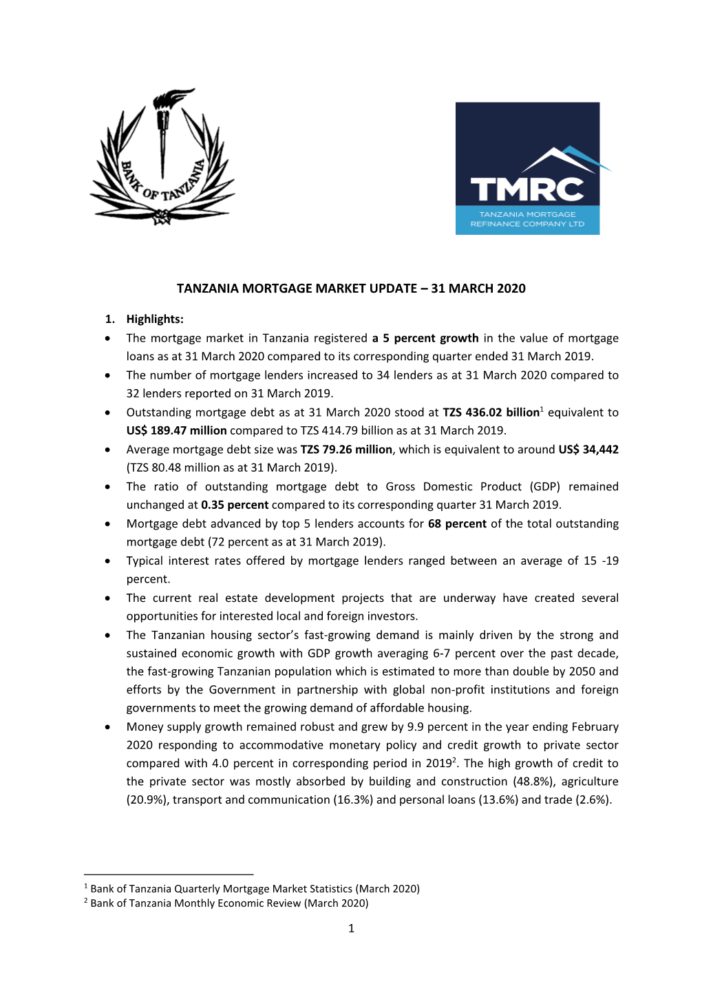 Tanzania Mortgage Market Update – 31 March 2020