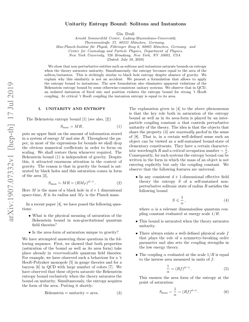 Unitarity Entropy Bound: Solitons and Instantons