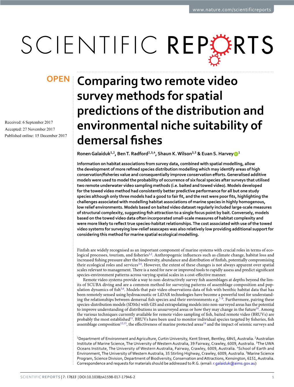 Comparing Two Remote Video Survey Methods for Spatial Predictions Of