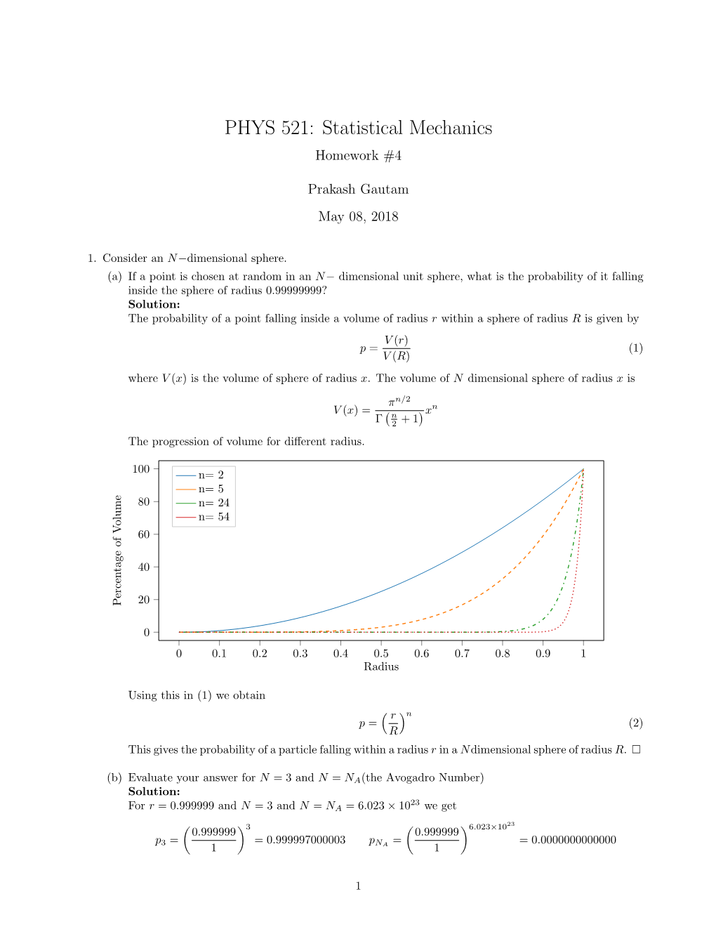 PHYS 521: Statistical Mechanics Homework #4