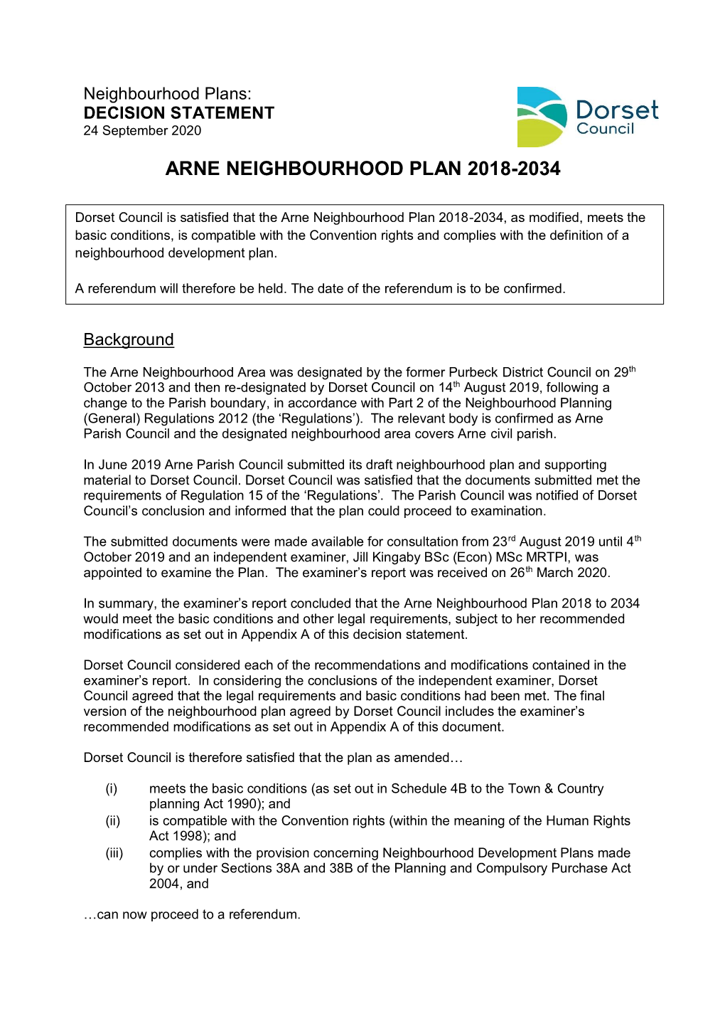 Arne Neighbourhood Plan 2018-2034