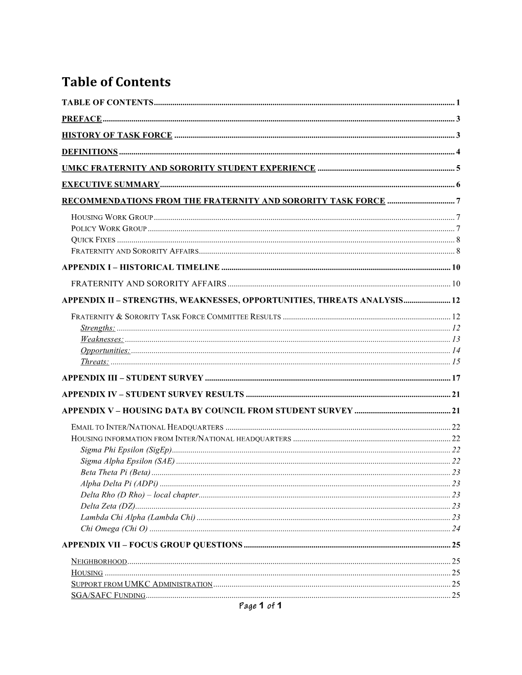 Table of Contents