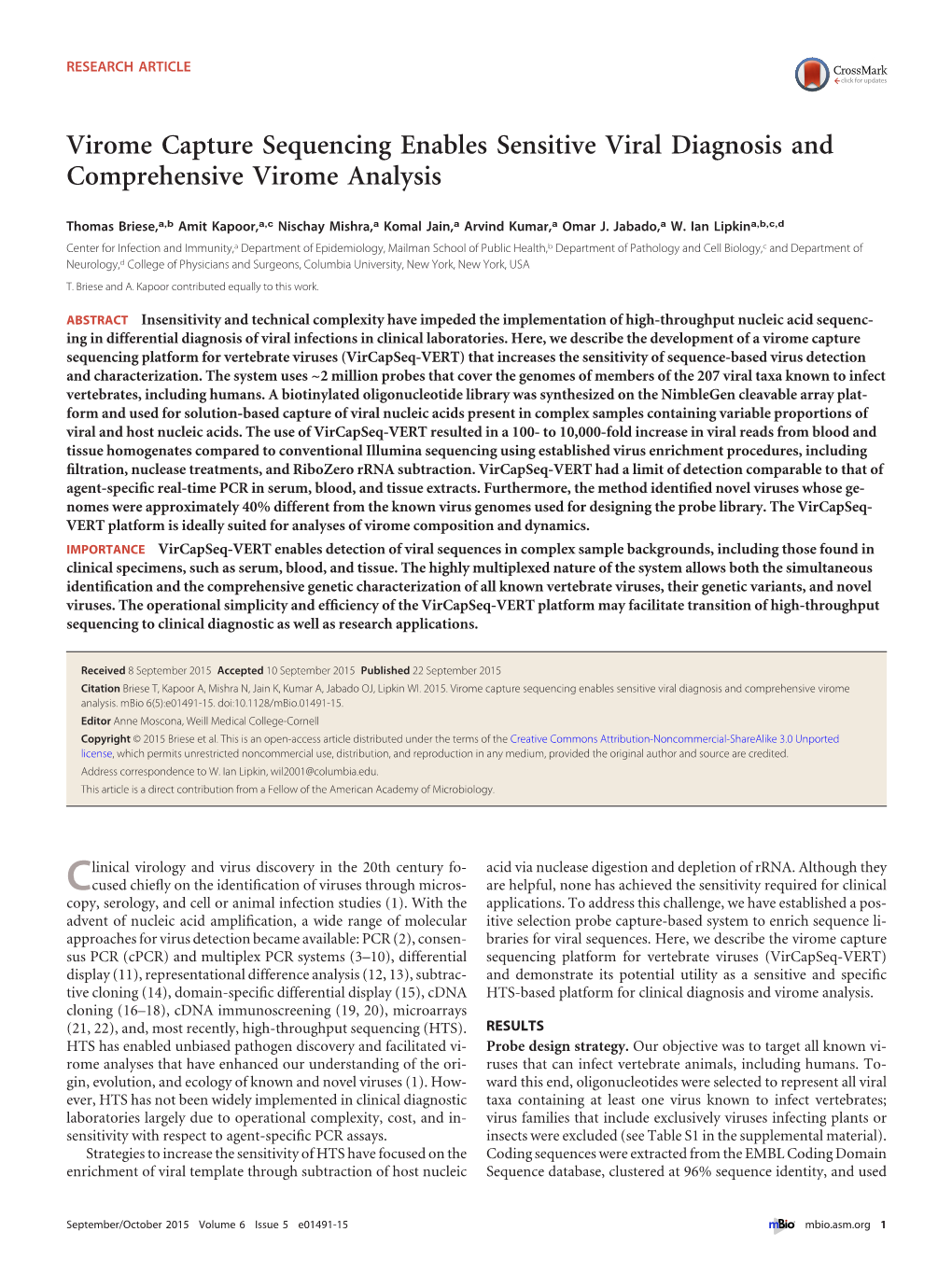 Virome Capture Sequencing Enables Sensitive Viral Diagnosis and Comprehensive Virome Analysis