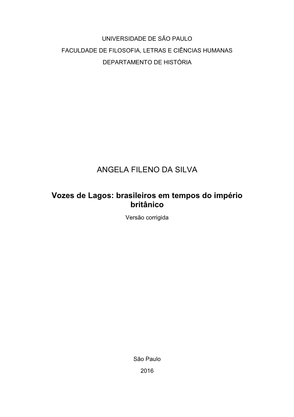 ANGELA FILENO DA SILVA Vozes De Lagos