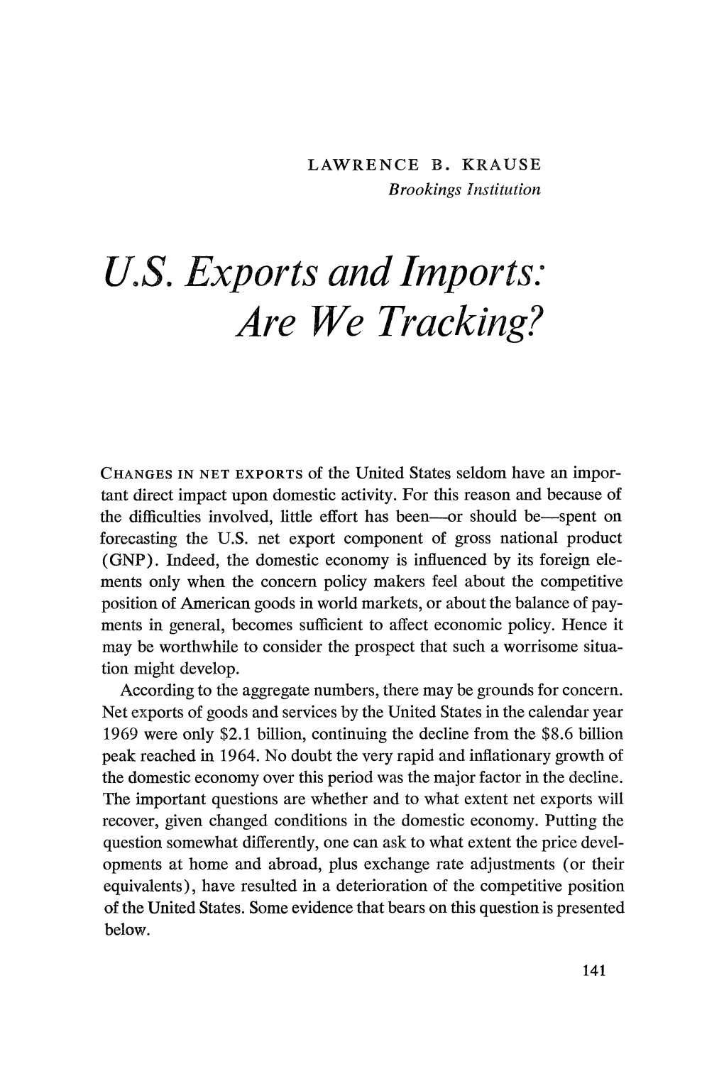 U.S. Exports and Imports: Are We Tracking?