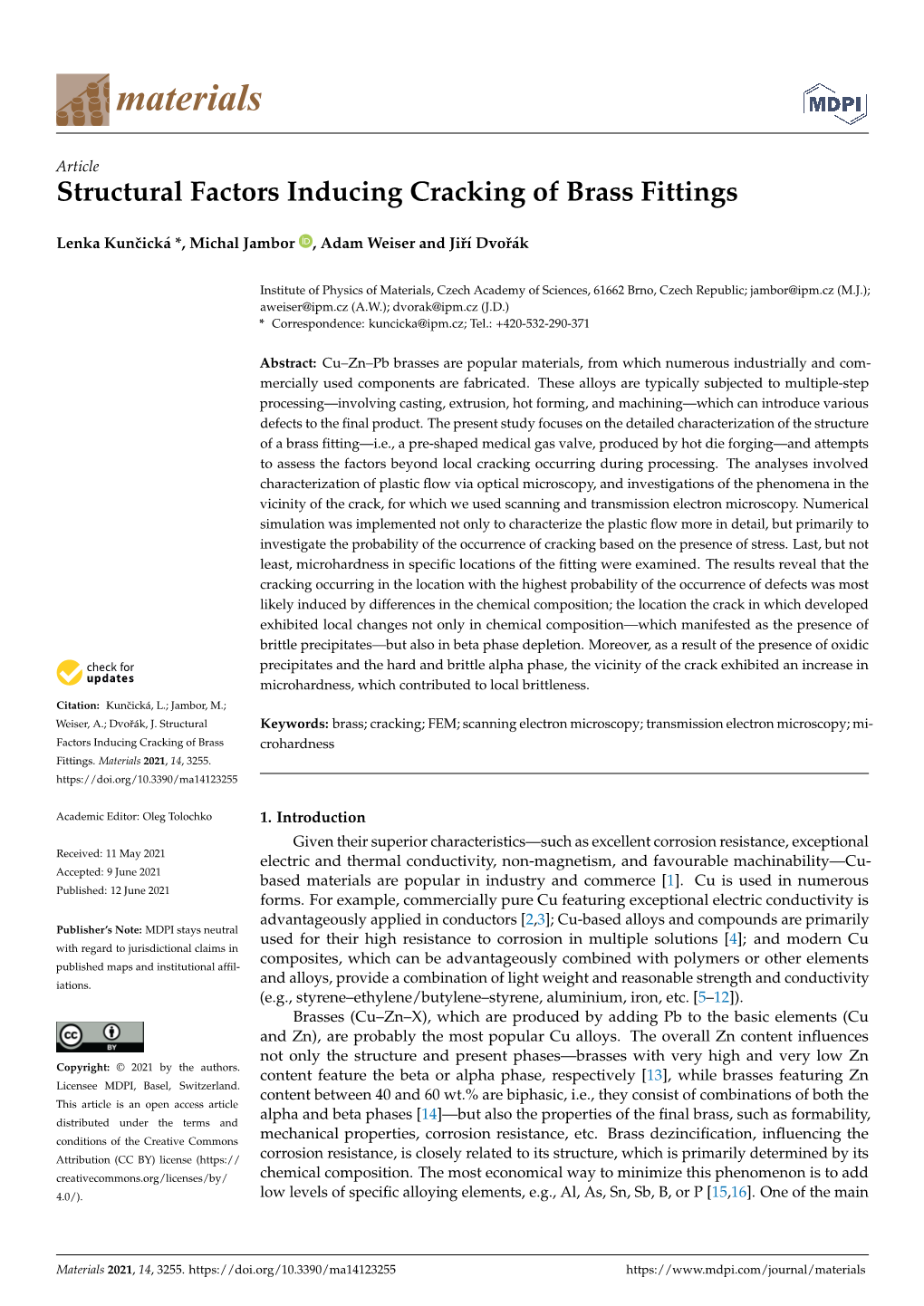 Structural Factors Inducing Cracking of Brass Fittings