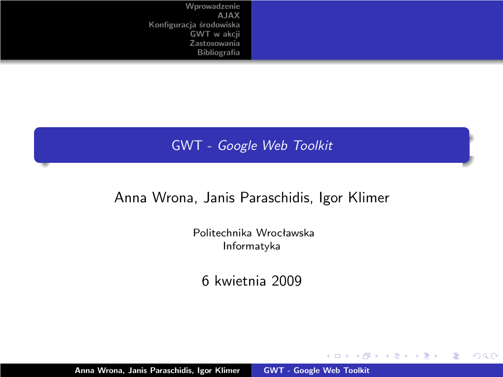 GWT W Akcji Zastosowania Bibliograﬁa