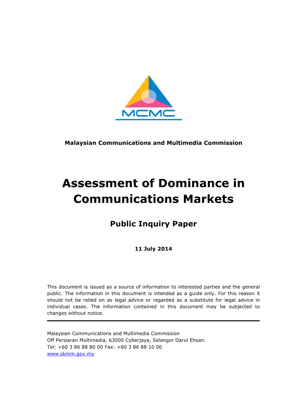 Assessment of Dominance in Communications Markets