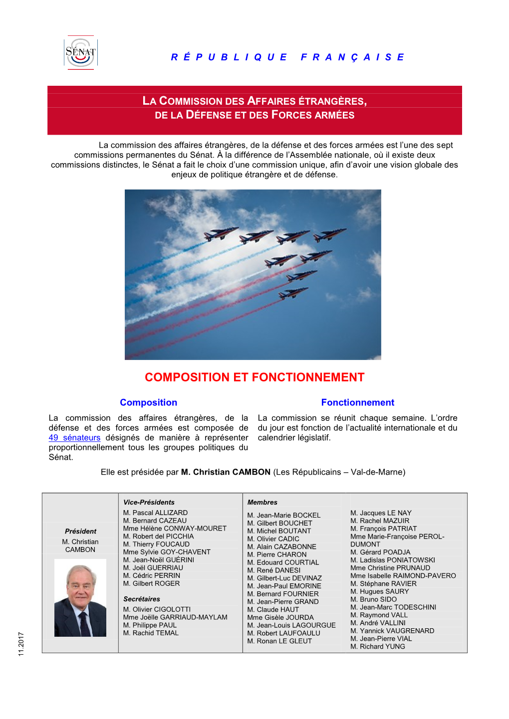 La Commission Des Affaires Étrangères, De La Défense Et Des Forces Armées