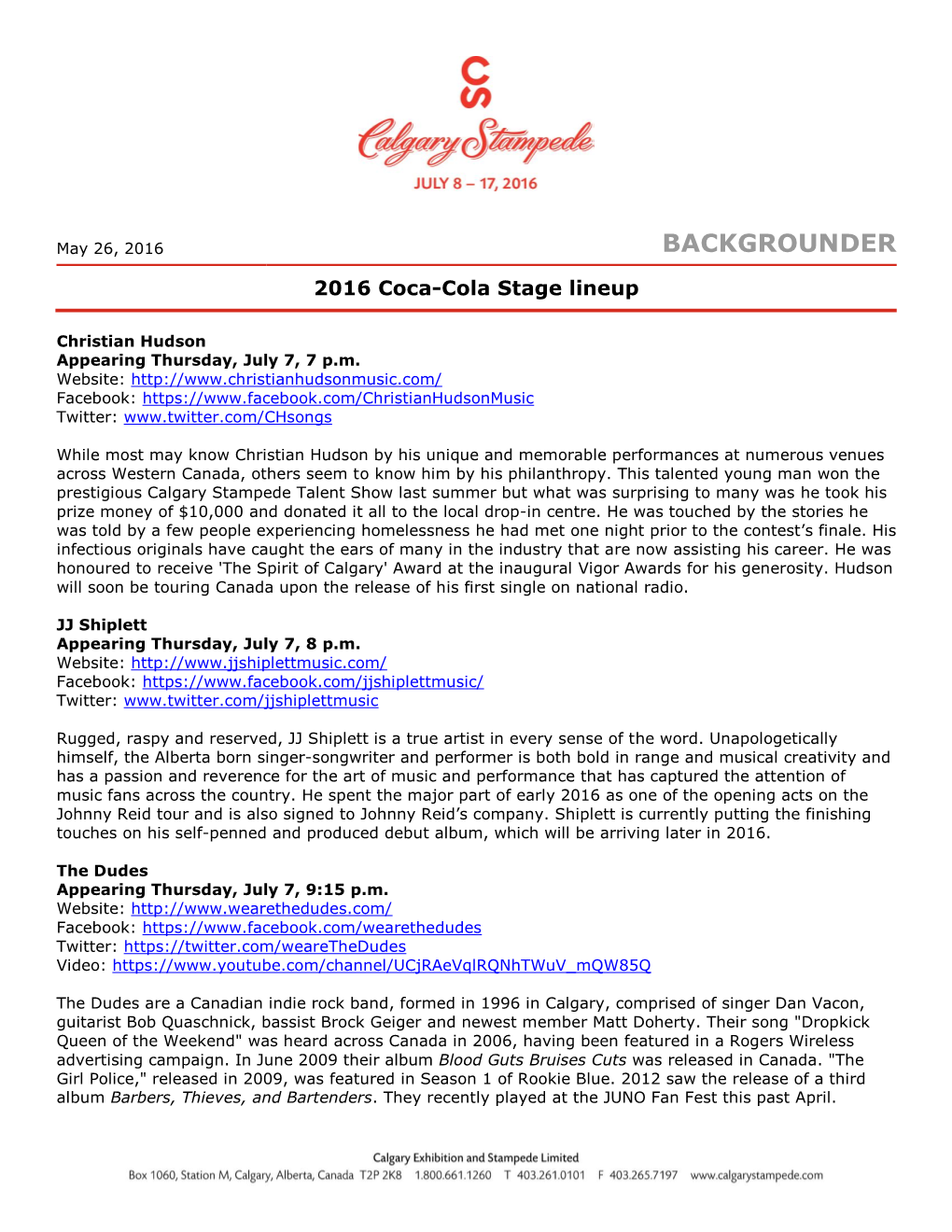 Coca-Cola Stage Backgrounder 2016