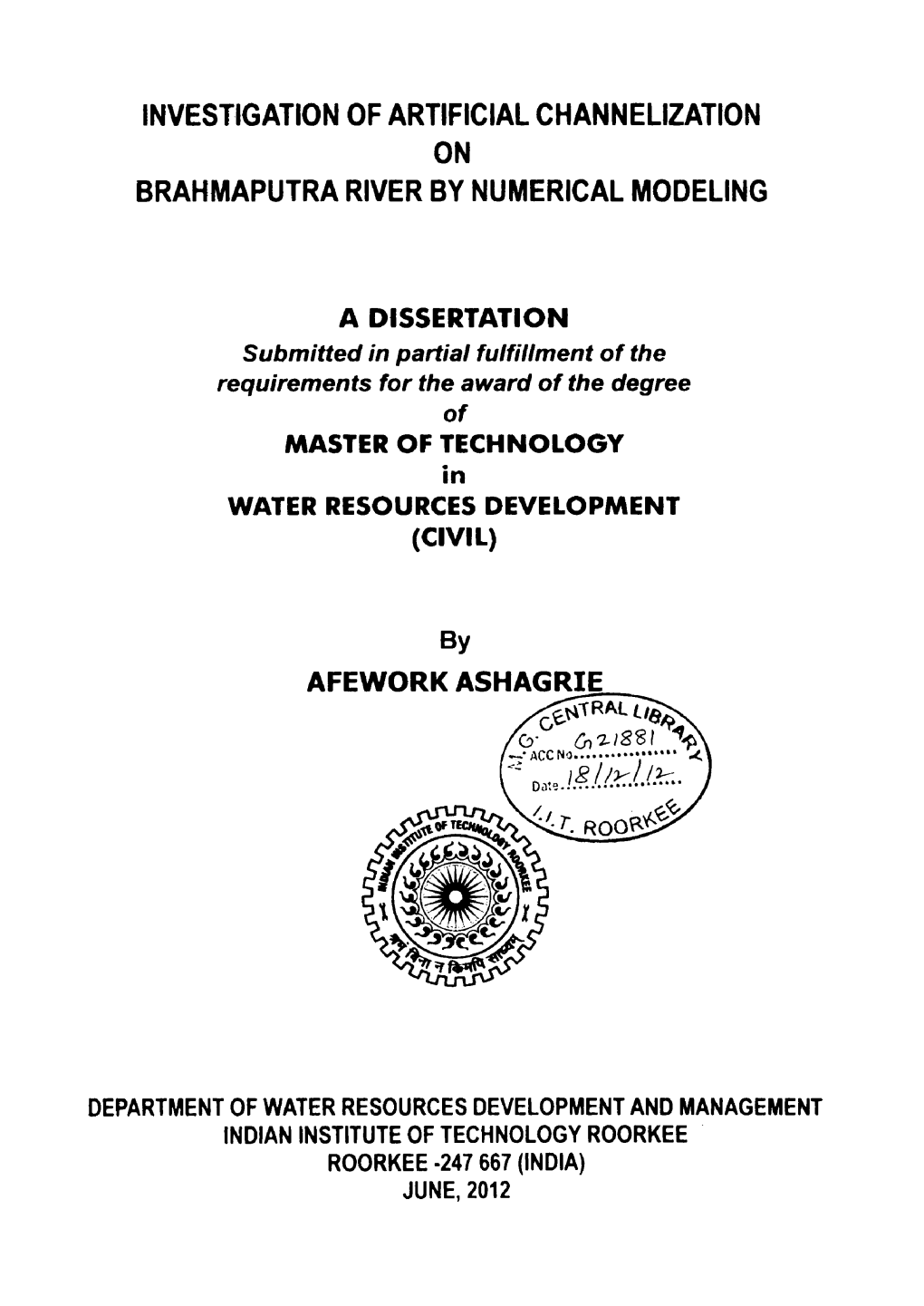 Brahmaputra River by Numerical Modeling