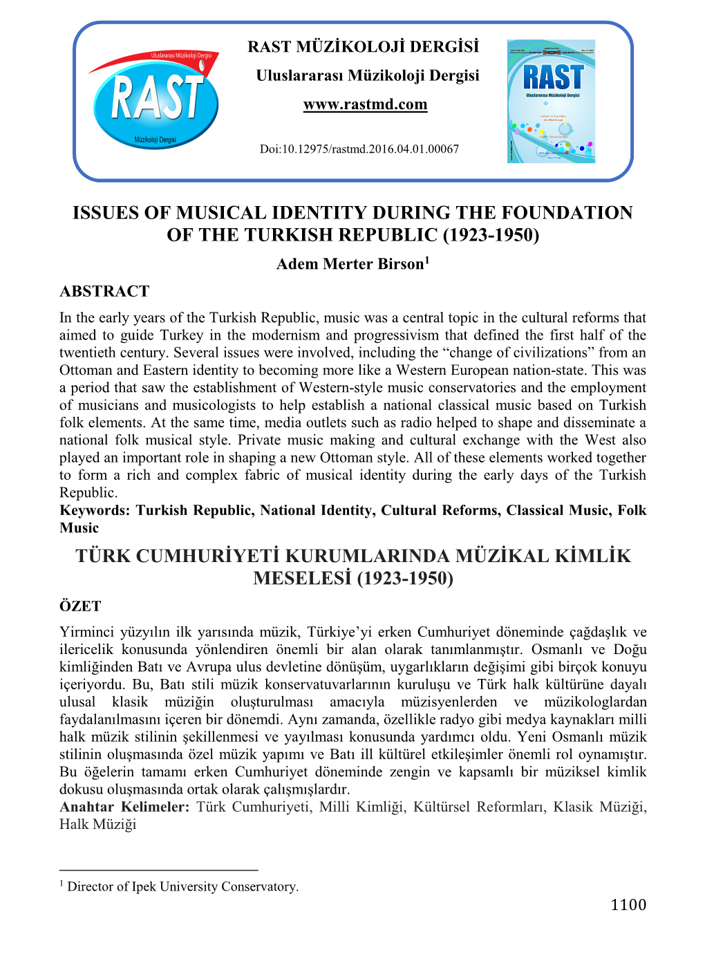 Issues of Musical Identity During The