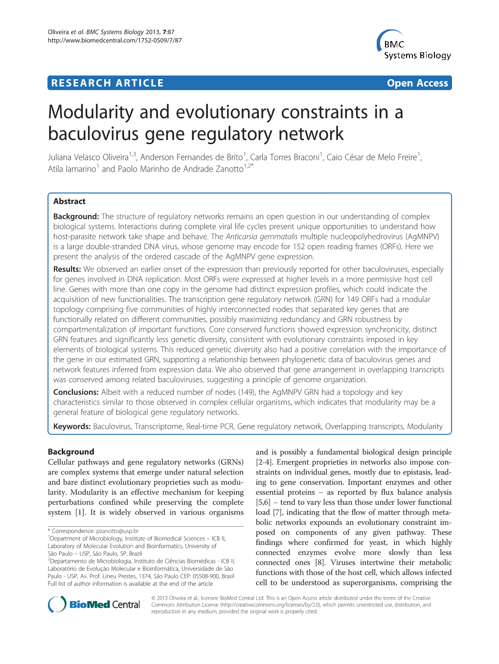 Modularity and Evolutionary Constraints in a Baculovirus Gene