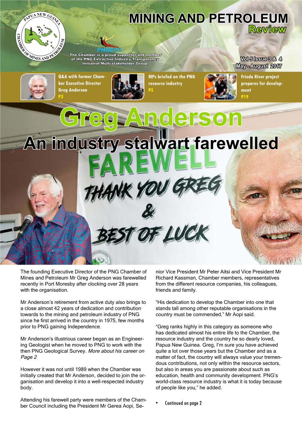 Greg Anderson P5 Ment P3 P19 Greg Anderson an Industry Stalwart Farewelled