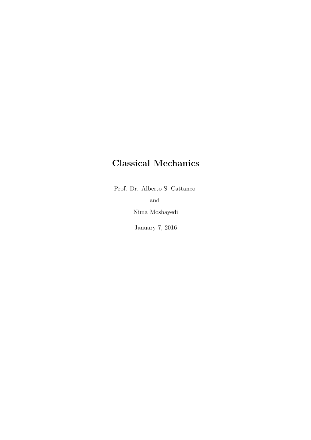 Classical Mechanics