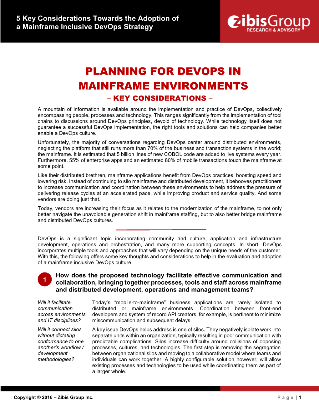 5 Key Considerations Towards the Adoption of a Mainframe Inclusive Devops Strategy