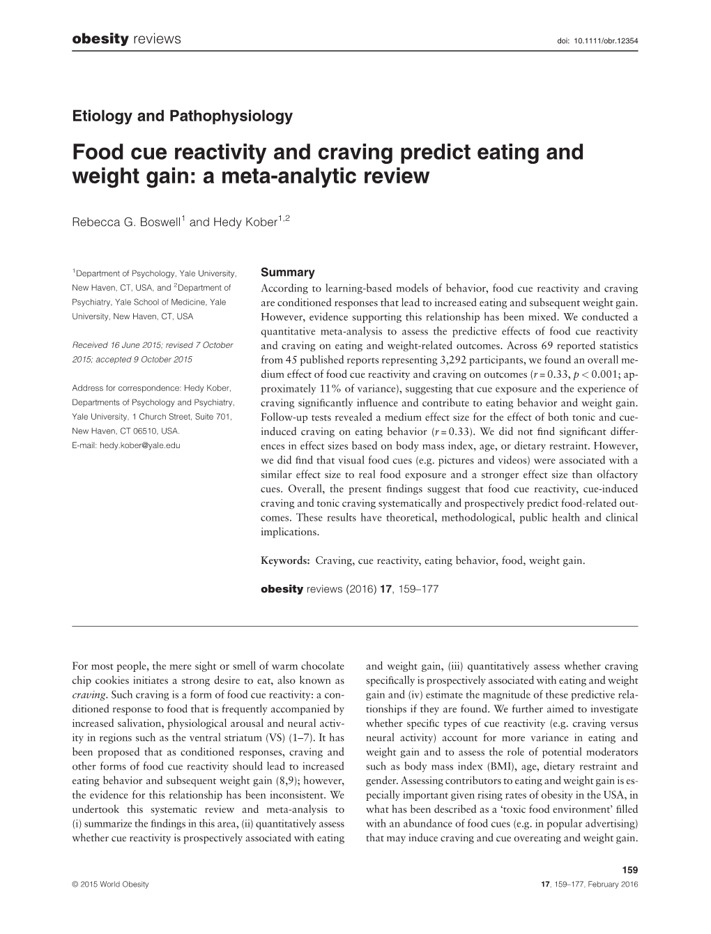 Food Cue Reactivity and Craving Predict Eating and Weight Gain: a Meta-Analytic Review