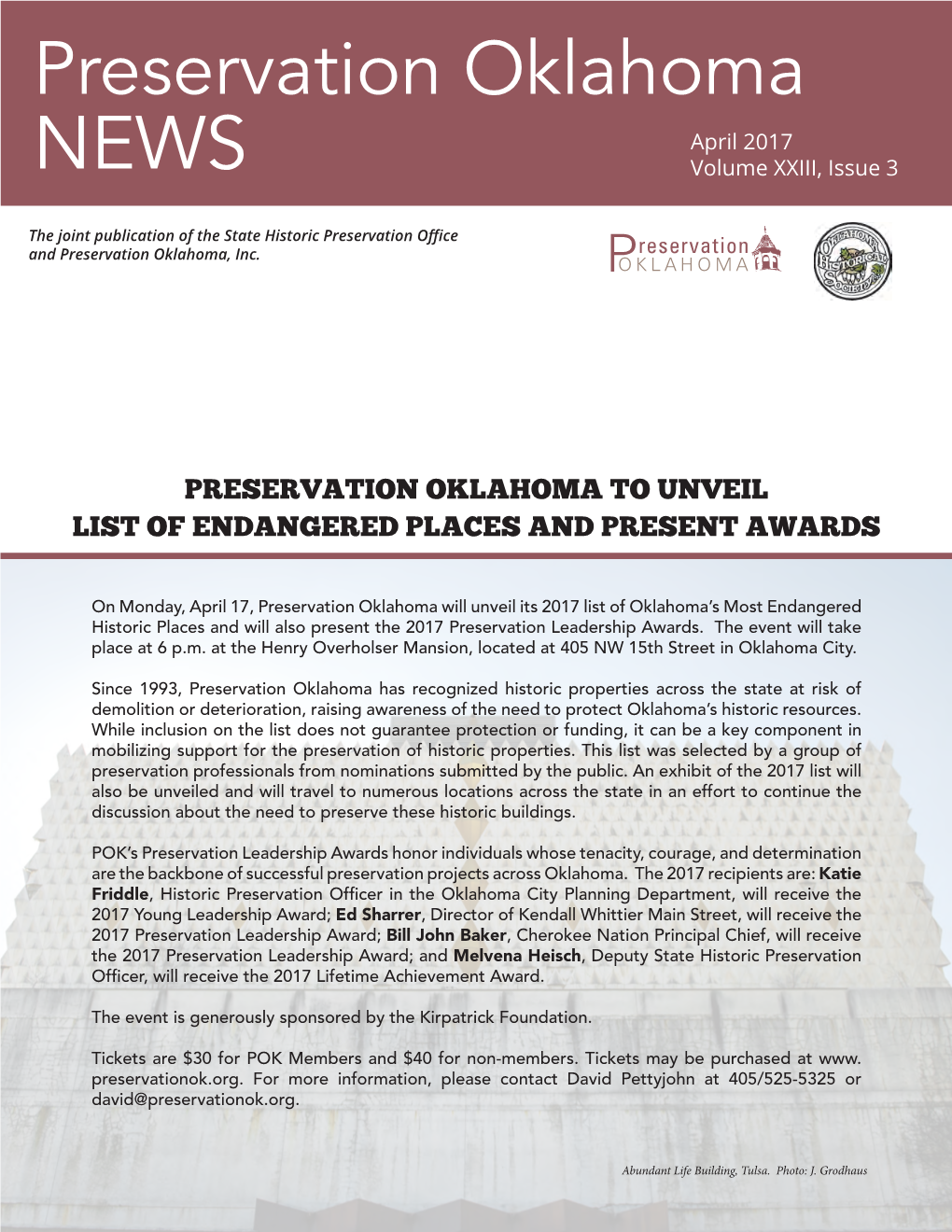 Preservation Oklahoma NEWS