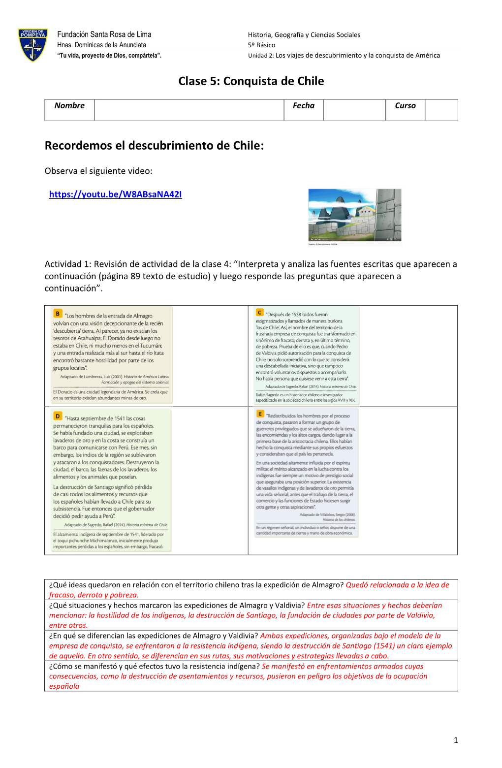 Clase 5: Conquista De Chile Recordemos El Descubrimiento De