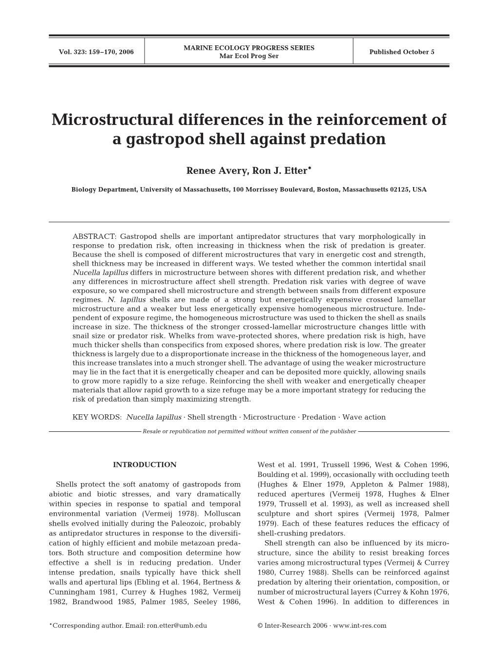 Microstructural Differences in the Reinforcement of a Gastropod Shell Against Predation