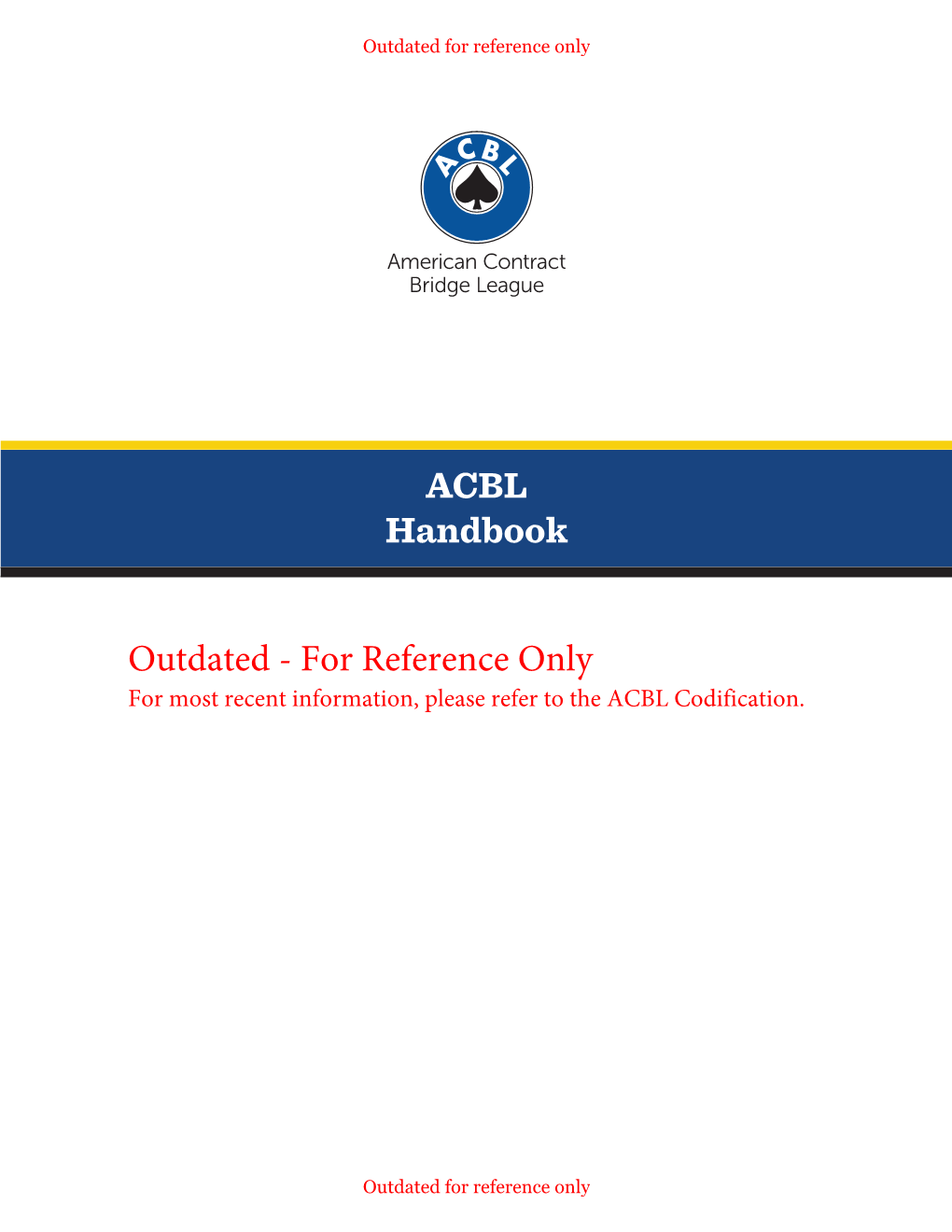 ACBL Handbook Outdated