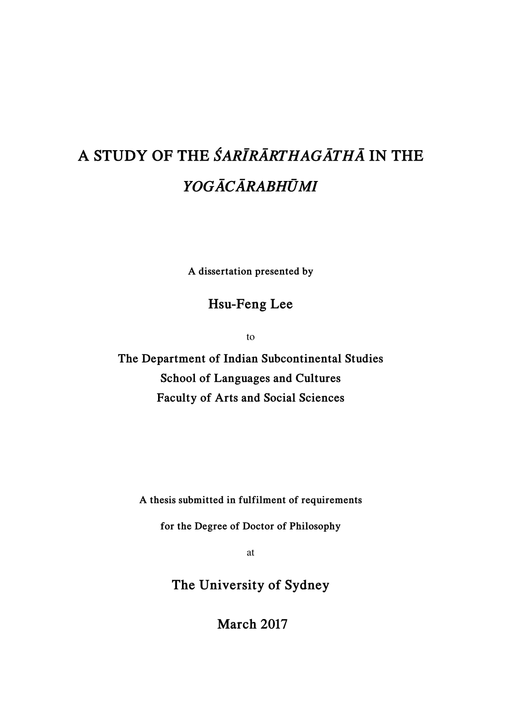 A Study of the Śarīrārthagāthā in the Yogācārabhūmi