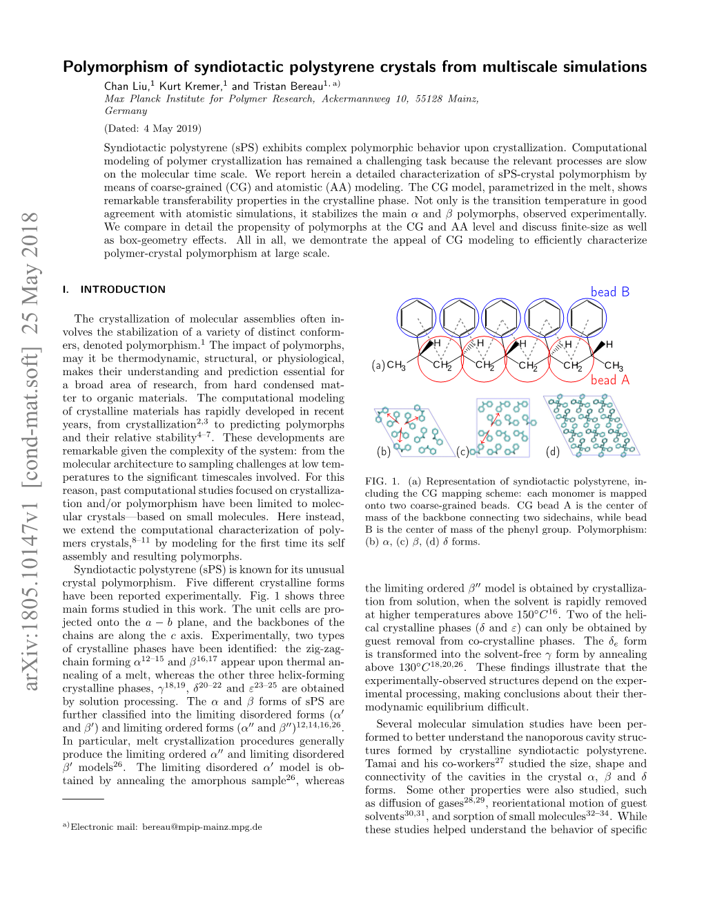 Arxiv:1805.10147V1 [Cond-Mat.Soft] 25 May 2018