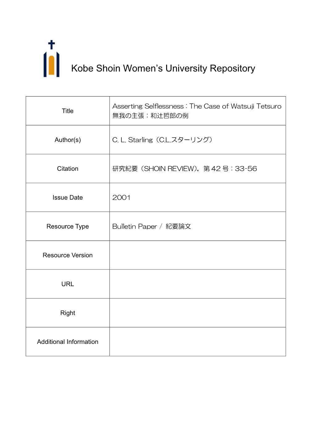 Kobe Shoin Women's University Repository