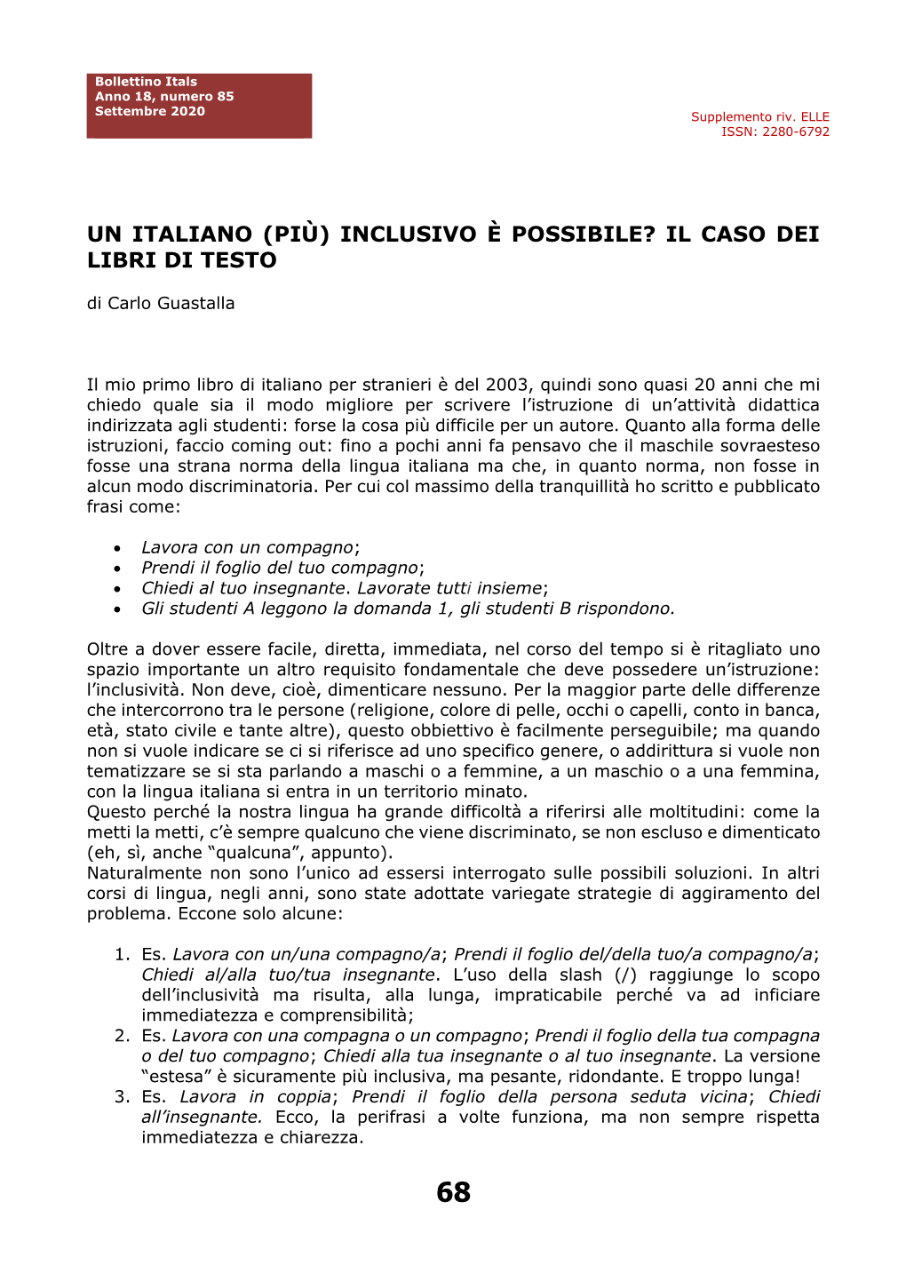 (PIÙ) INCLUSIVO È POSSIBILE? IL CASO DEI LIBRI DI TESTO Di Carlo Guastalla