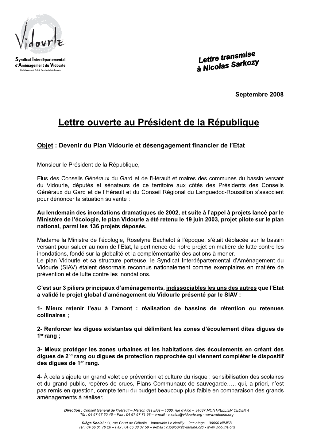 Lettre Ouverte Au Président De La République